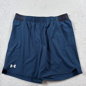 Under Armour UA Vanish Woven 6in Shorts Mens Large Blue Fitted Logo Running